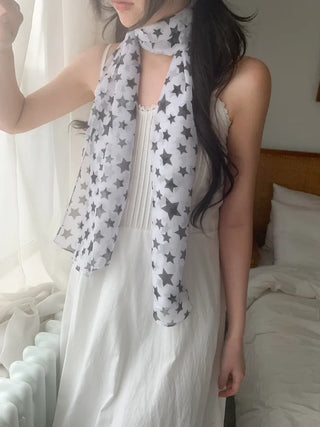 Star Rain Pattern Translucent Chiffon Long Muffler Scarf