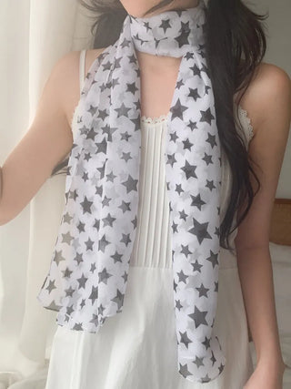 Star Rain Pattern Translucent Chiffon Long Muffler Scarf