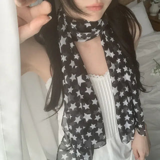 Star Rain Pattern Translucent Chiffon Long Muffler Scarf