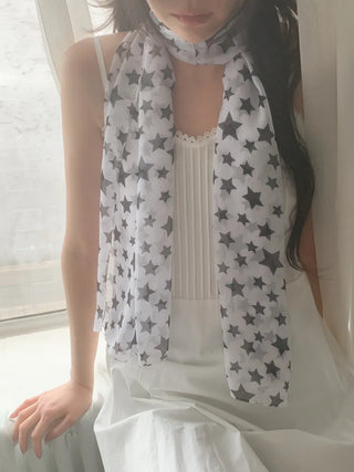 Star Rain Pattern Translucent Chiffon Long Muffler Scarf