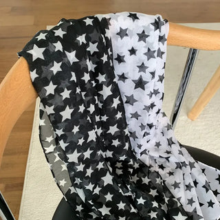 Star Rain Pattern Translucent Chiffon Long Muffler Scarf