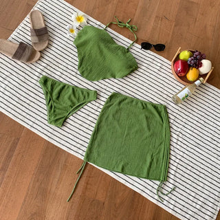 Halter Side Shirring Bikini Swimsuit