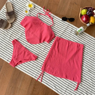 Halter Side Shirring Bikini Swimsuit