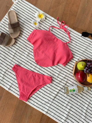 Halter Side Shirring Bikini Swimsuit