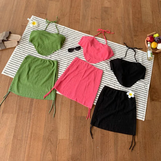 Halter Side Shirring Bikini Swimsuit