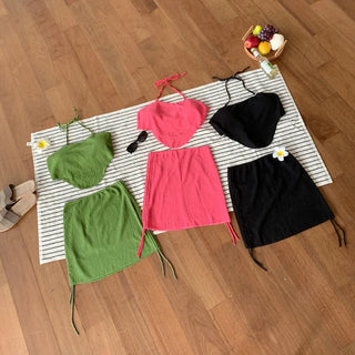 Halter Side Shirring Bikini Swimsuit