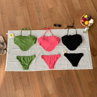 Halter Side Shirring Bikini Swimsuit
