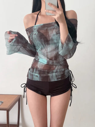 Mixed Print Cover-up Set Bikini Swimwear