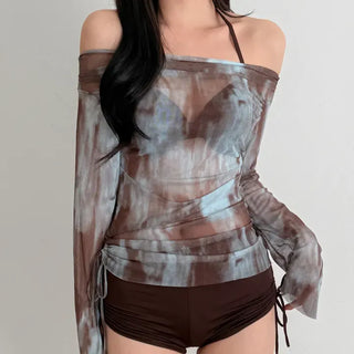 Mixed Print Cover-up Set Bikini Swimwear