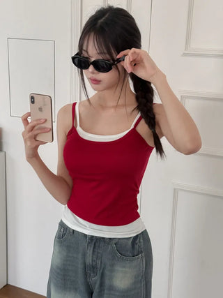 Double-Layer Shirred Cup Sleeveless Bralette Built-in Cup Strap Sleeveless