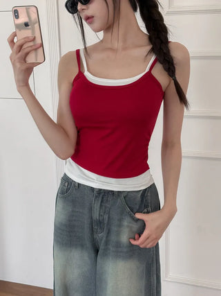 Double-Layer Shirred Cup Sleeveless Bralette Built-in Cup Strap Sleeveless