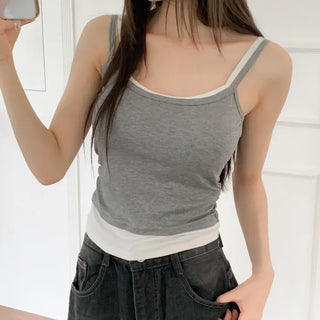 Double-Layer Shirred Cup Sleeveless Bralette Built-in Cup Strap Sleeveless