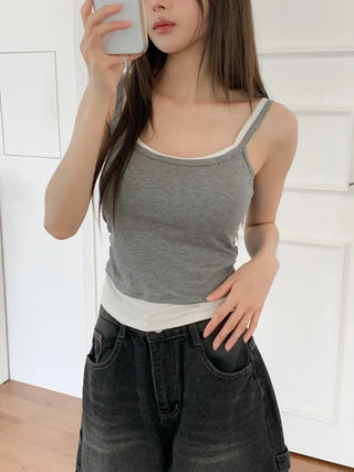 Double-Layer Shirred Cup Sleeveless Bralette Built-in Cup Strap Sleeveless