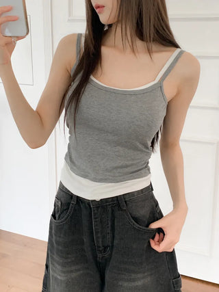 Double-Layer Shirred Cup Sleeveless Bralette Built-in Cup Strap Sleeveless