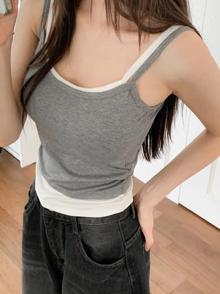 Double-Layer Shirred Cup Sleeveless Bralette Built-in Cup Strap Sleeveless