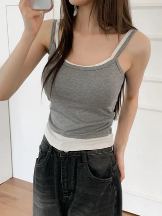 Double-Layer Shirred Cup Sleeveless Bralette Built-in Cup Strap Sleeveless