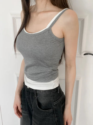 Double-Layer Shirred Cup Sleeveless Bralette Built-in Cup Strap Sleeveless