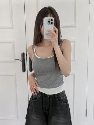 Double-Layer Shirred Cup Sleeveless Bralette Built-in Cup Strap Sleeveless