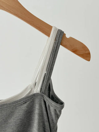 Double-Layer Shirred Cup Sleeveless Bralette Built-in Cup Strap Sleeveless