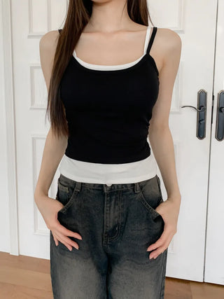 Double-Layer Shirred Cup Sleeveless Bralette Built-in Cup Strap Sleeveless