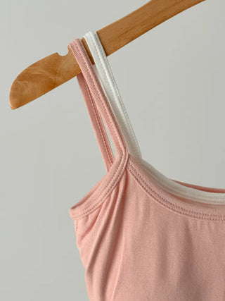 Double-Layer Shirred Cup Sleeveless Bralette Built-in Cup Strap Sleeveless