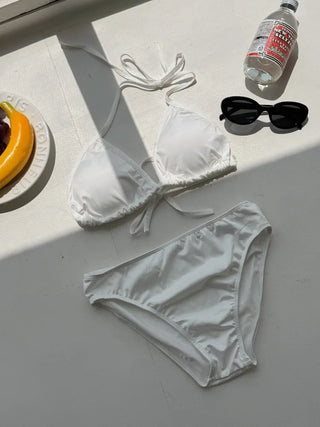 Waffle Check Cardigan Wrap Skirt Bikini Swimsuit