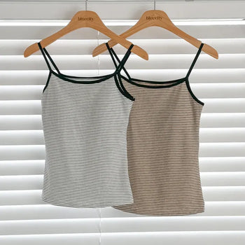 Black Striped Sleeveless Bralette with Cups