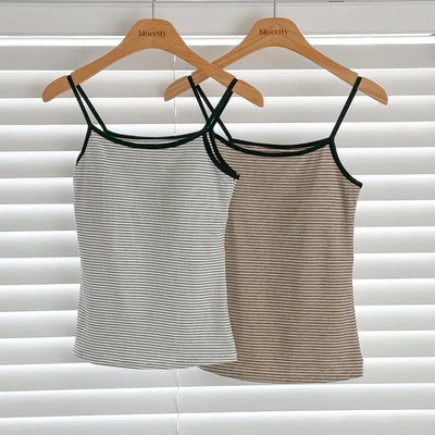 Black Striped Sleeveless Bralette with Cups