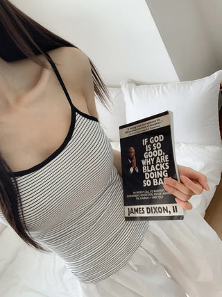 Black Striped Sleeveless Bralette with Cups