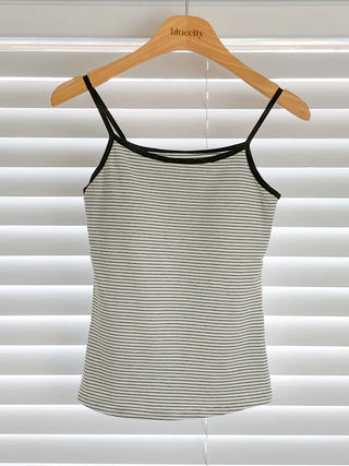 Black Striped Sleeveless Bralette with Cups