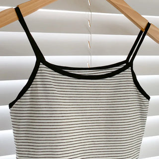 Black Striped Sleeveless Bralette with Cups