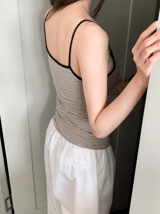 Black Striped Sleeveless Bralette with Cups