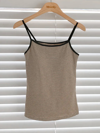Black Striped Sleeveless Bralette with Cups