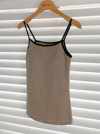 Black Striped Sleeveless Bralette with Cups
