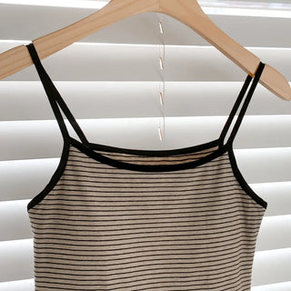 Black Striped Sleeveless Bralette with Cups