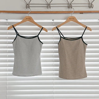 Black Striped Sleeveless Bralette with Cups