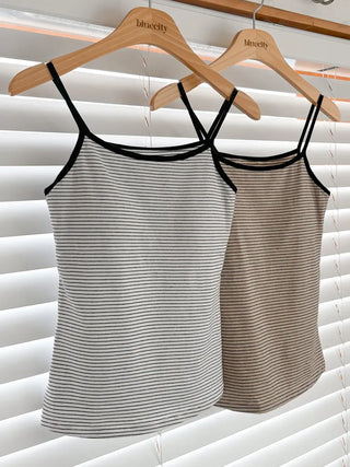 Black Striped Sleeveless Bralette with Cups
