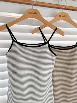 Black Striped Sleeveless Bralette with Cups