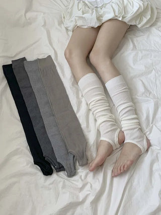 Fine Ribbed Pleated Foot Warmer Socks Long Leg Warmers