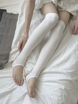 Fine Ribbed Pleated Foot Warmer Socks Long Leg Warmers