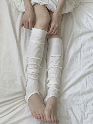 Fine Ribbed Pleated Foot Warmer Socks Long Leg Warmers