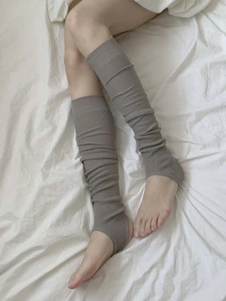 Fine Ribbed Pleated Foot Warmer Socks Long Leg Warmers