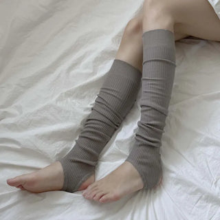 Fine Ribbed Pleated Foot Warmer Socks Long Leg Warmers