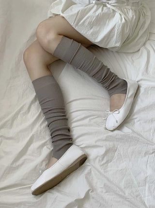 Fine Ribbed Pleated Foot Warmer Socks Long Leg Warmers