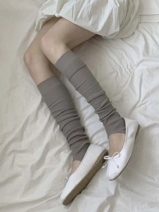 Fine Ribbed Pleated Foot Warmer Socks Long Leg Warmers