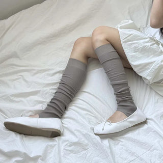 Fine Ribbed Pleated Foot Warmer Socks Long Leg Warmers