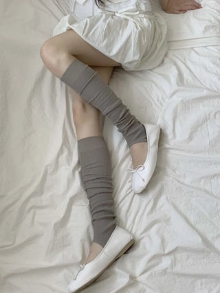 Fine Ribbed Pleated Foot Warmer Socks Long Leg Warmers