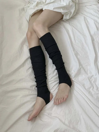 Fine Ribbed Pleated Foot Warmer Socks Long Leg Warmers