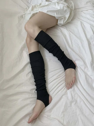 Fine Ribbed Pleated Foot Warmer Socks Long Leg Warmers