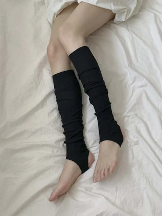 Fine Ribbed Pleated Foot Warmer Socks Long Leg Warmers